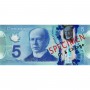 Billet de 5 Dollars, CAD, Canada